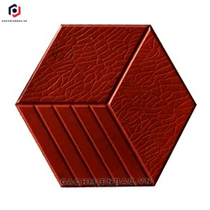 Gạch lục giác giả đá 3 sọc màu đỏ