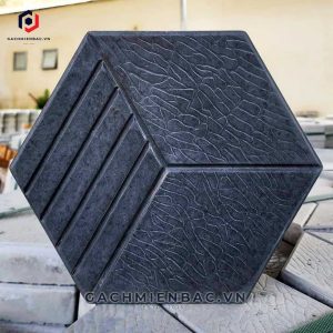 Gạch lục giác giả đá 3 sọc màu ghi