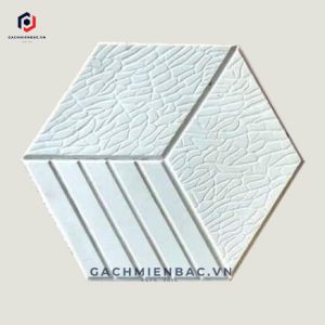 Gạch lục giác giả đá 3 sọc màu trắng