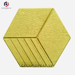 Gạch lục giác giả đá 3 sọc màu vàng