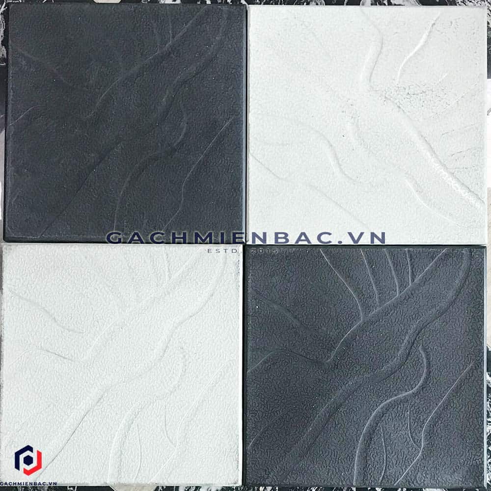 Gạch lát vỉa hè giả đá màu ghi và trắng