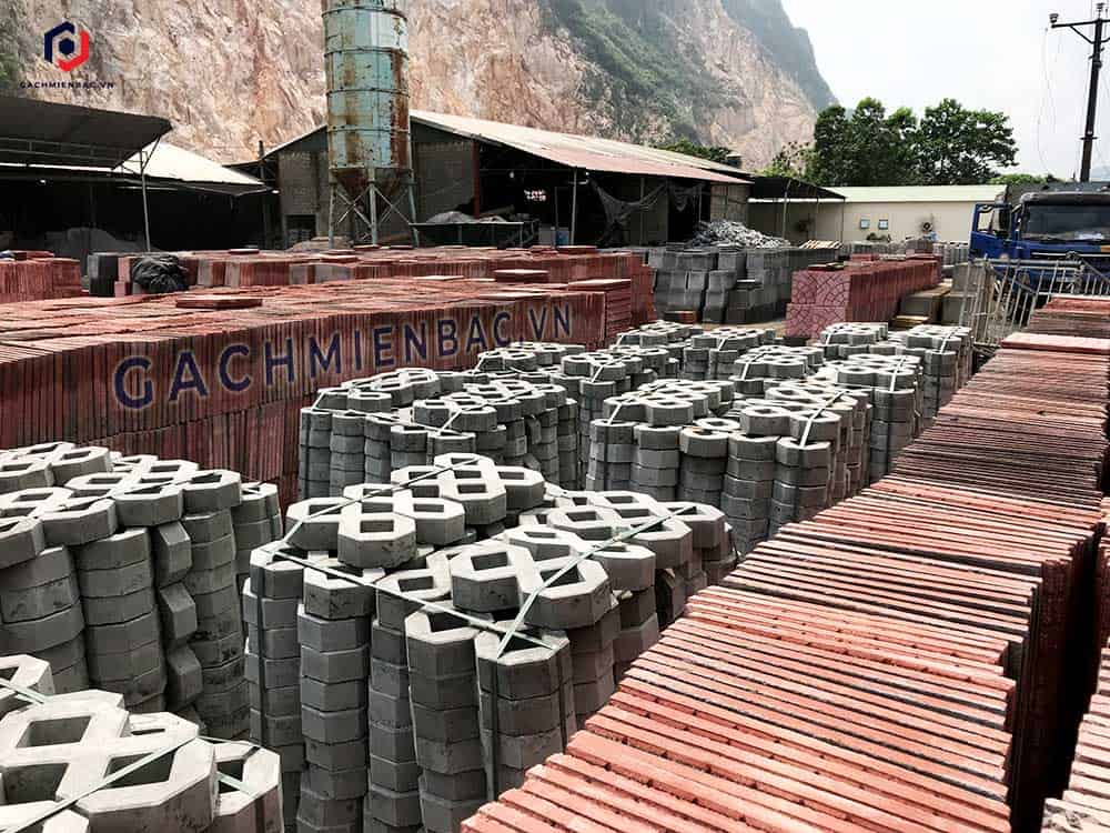 Gạch trồng cỏ được bảo dưỡng tại bãi ở nhà máy gạch Miền Bắc